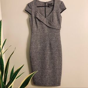 WHBM black/white print sheath pencil dress sz 6